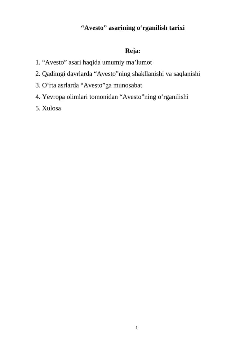 "Avesto" asarining o‘rganilish tarixi