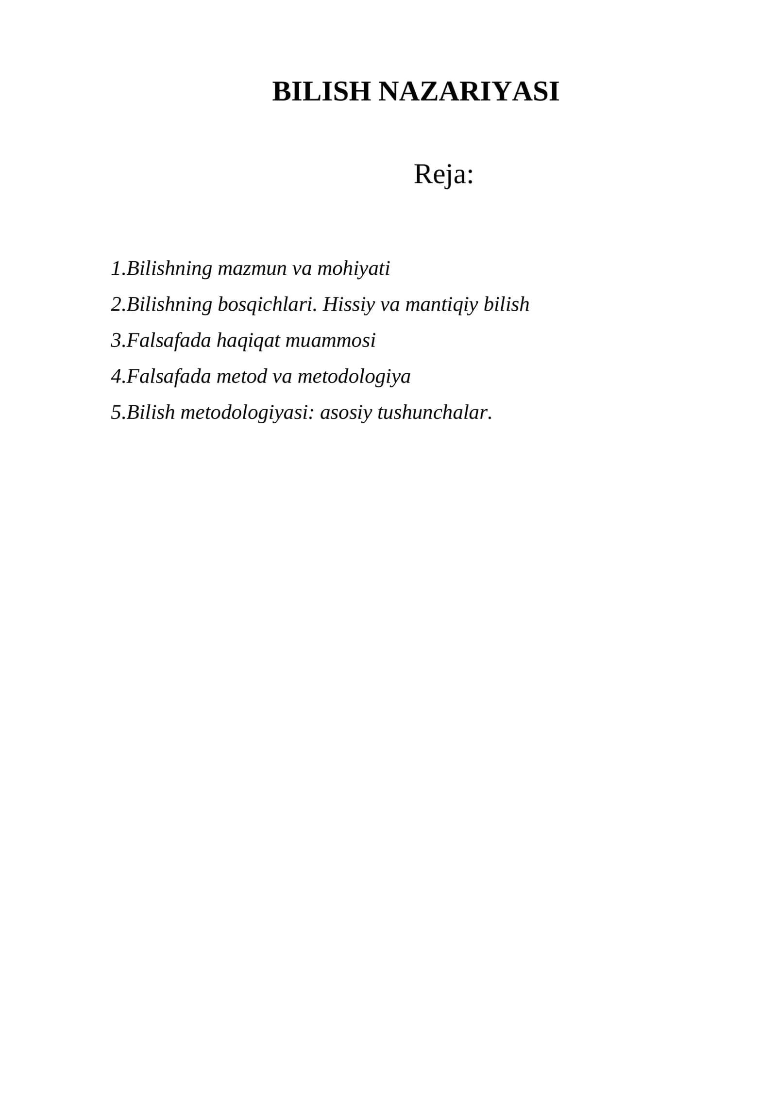 BILISH NAZARIYASI