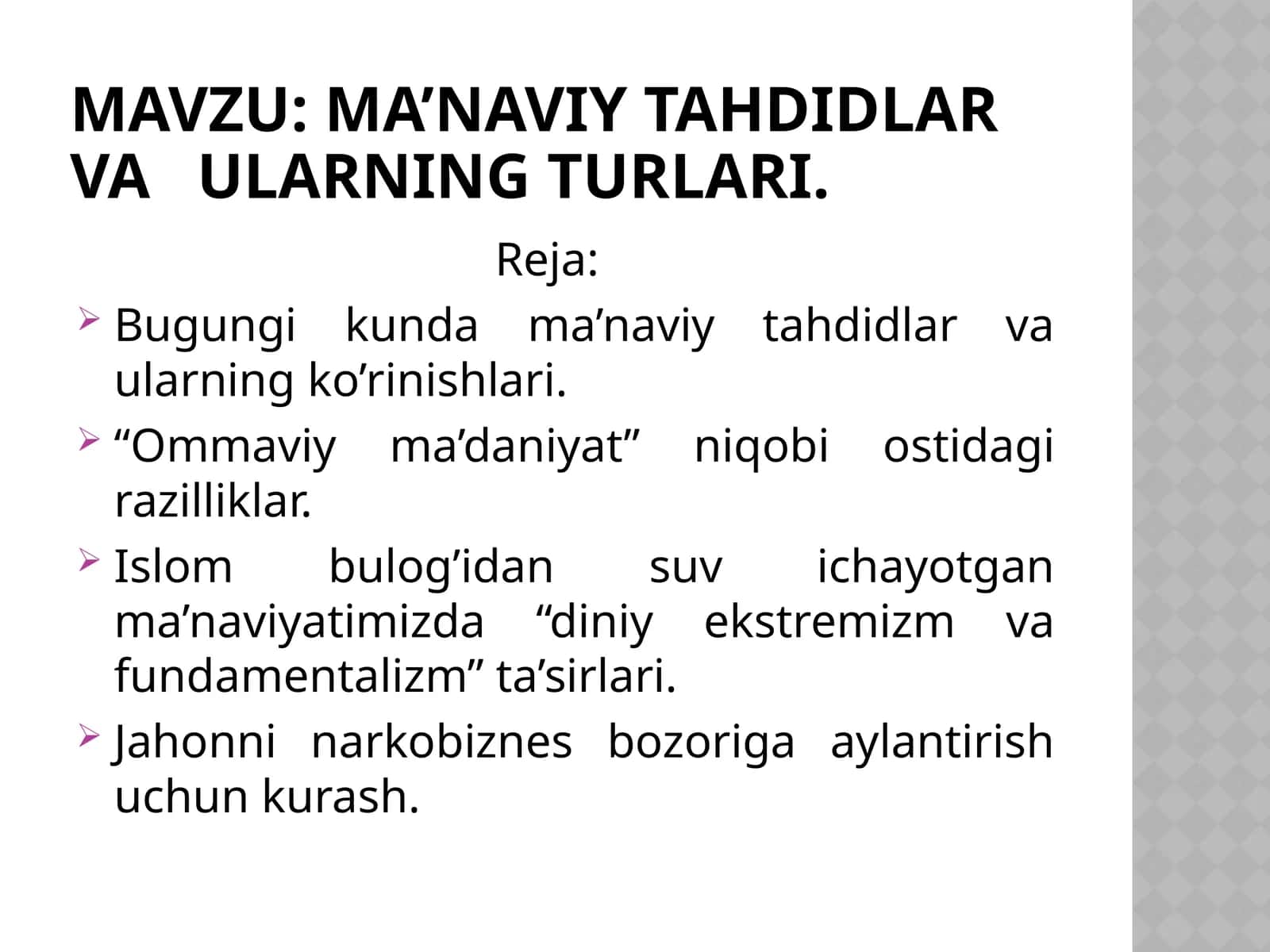 MA’NAVIY TAHDIDLAR VA ULARNING TURLARI