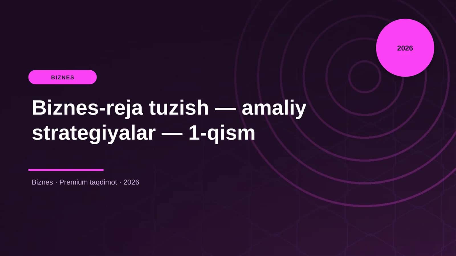 Biznes-reja tuzish — amaliy strategiyalar — 1-qism