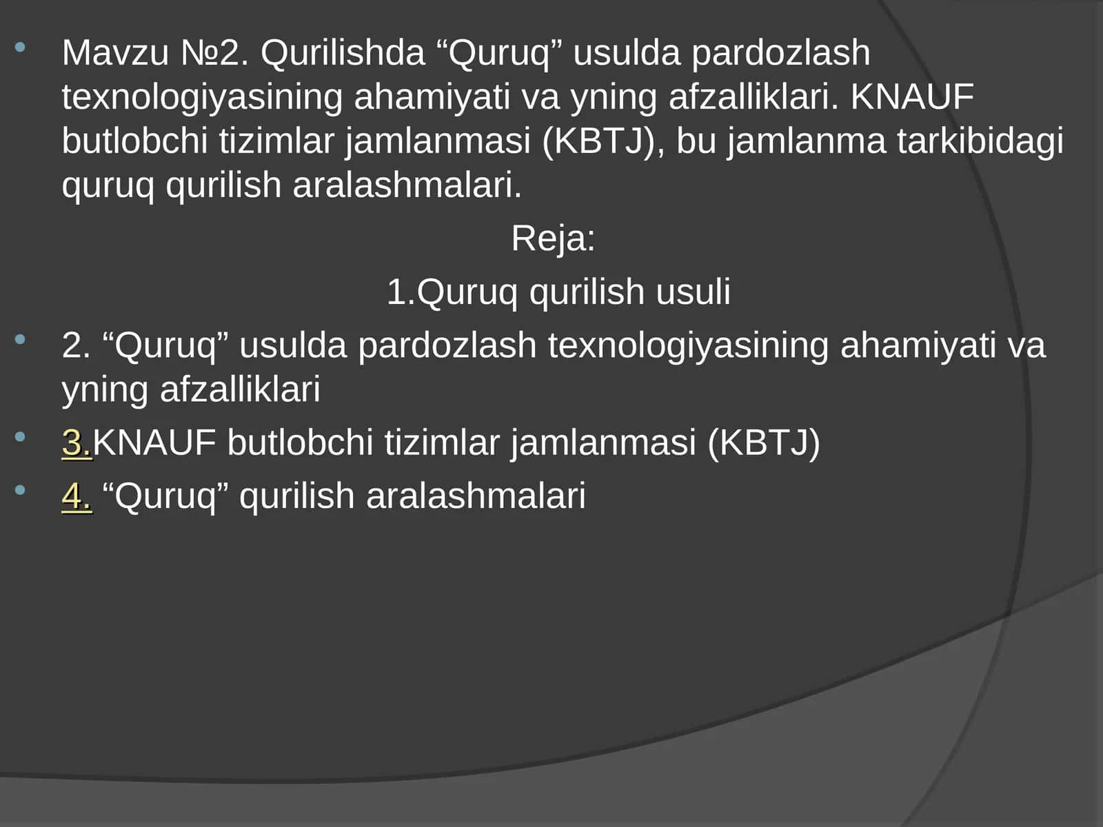 Quruq qurilish texnologiyasi