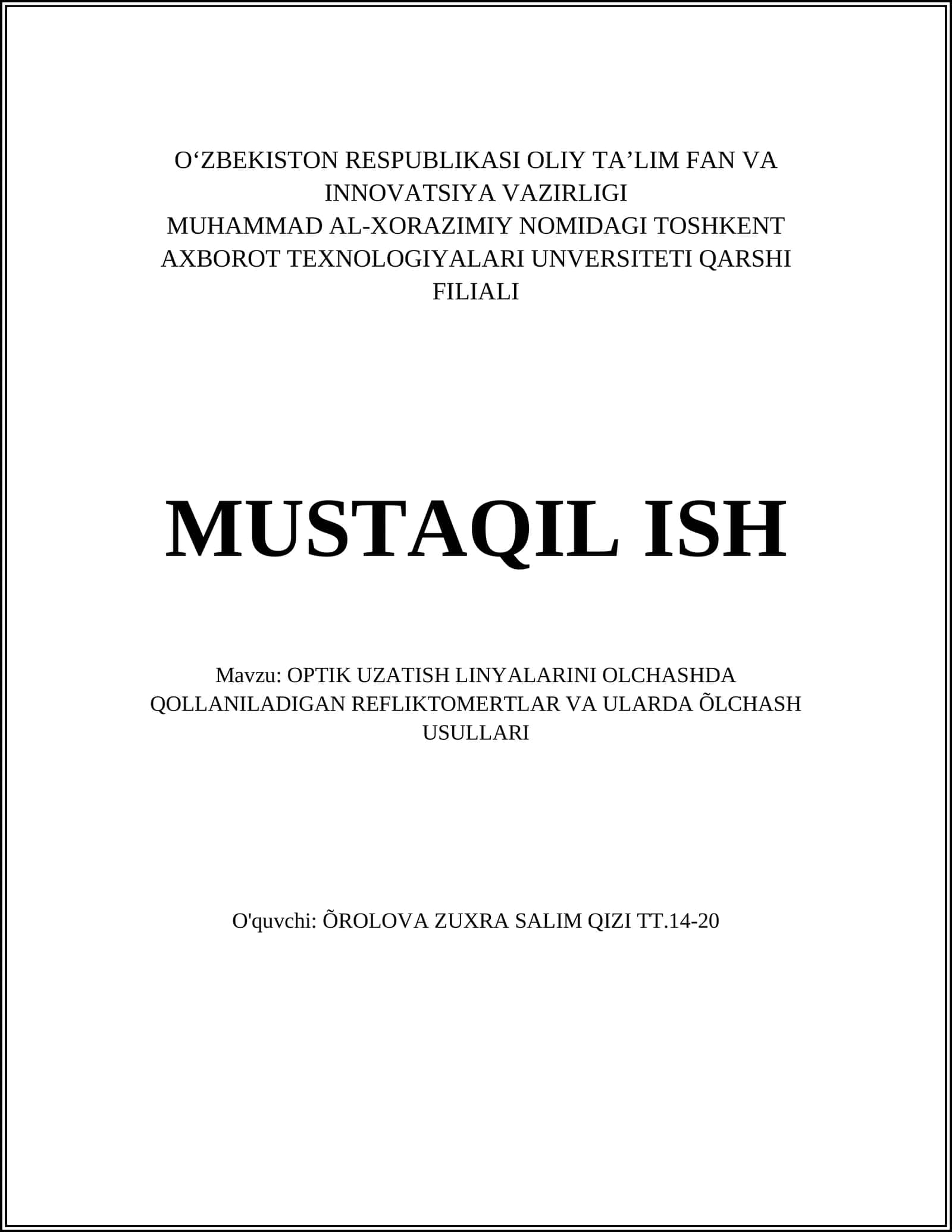 OPTIK TO'LQINLAR ASOSLARI