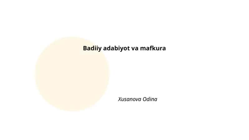 Badiiy adabiyot va mafkura