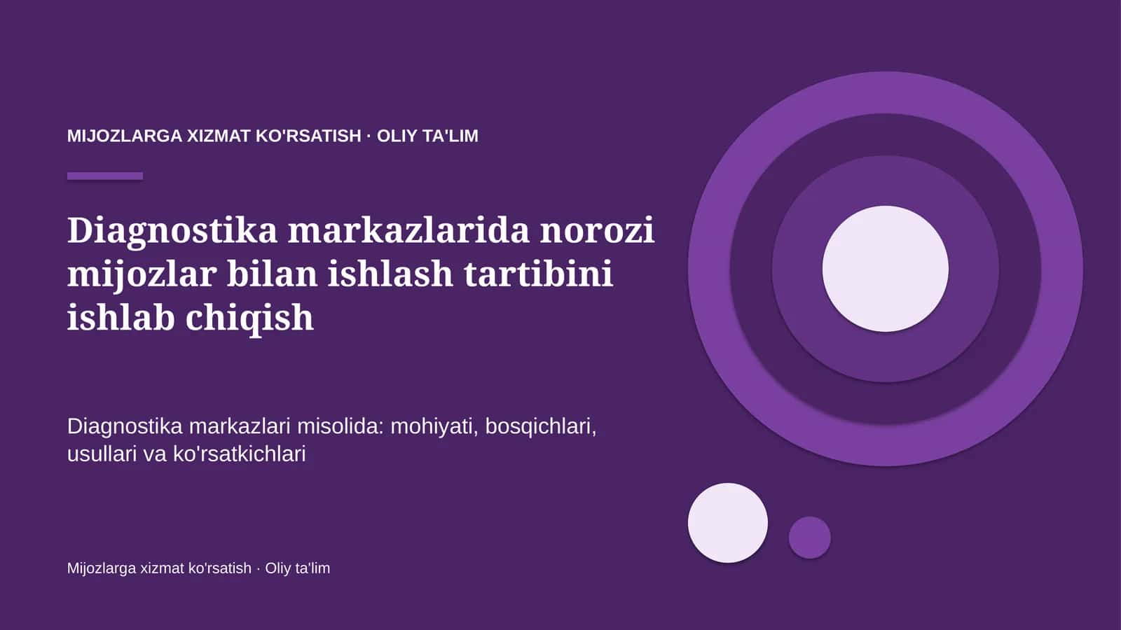 diagnostika markazlarida norozi mijozlar bilan ishlash tartibini ishlab chiqish 8040