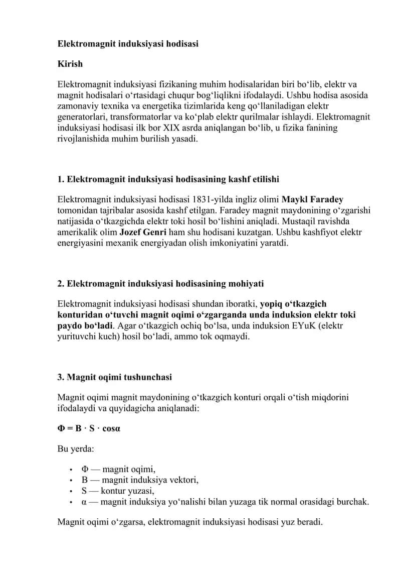 Elektromagnit induksiyasi hodisasi