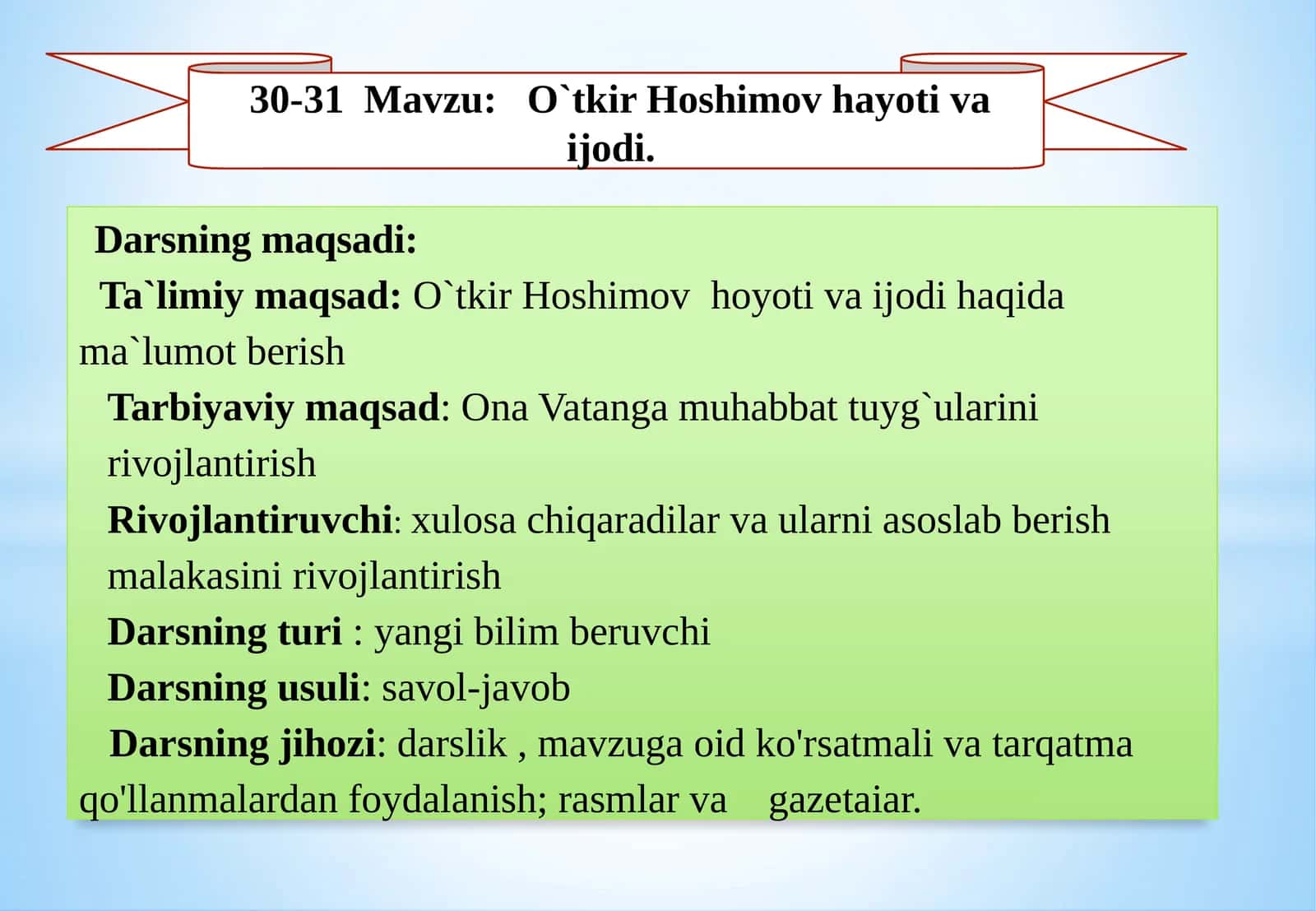 O`tkir Hoshimov hayoti va ijodi.