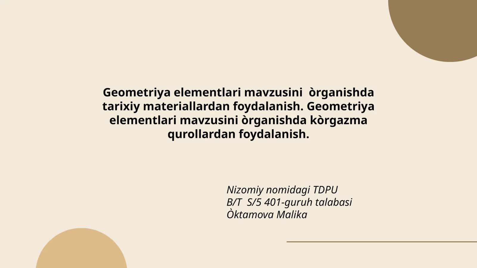 Geometriya elementlari mavzusini òrganish