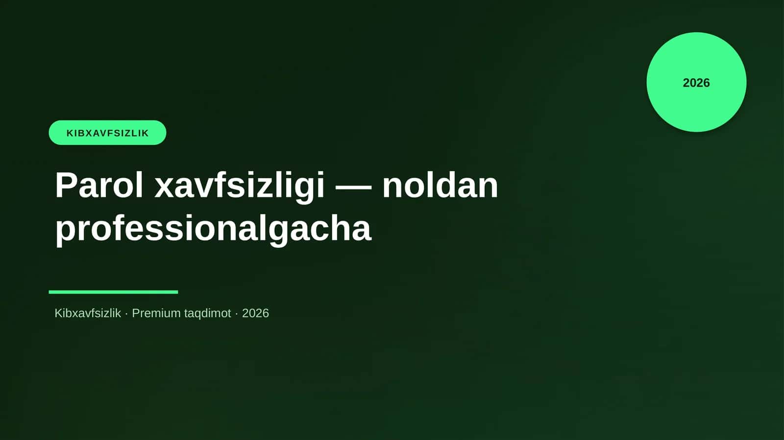 Parol xavfsizligi — noldan professionalgacha