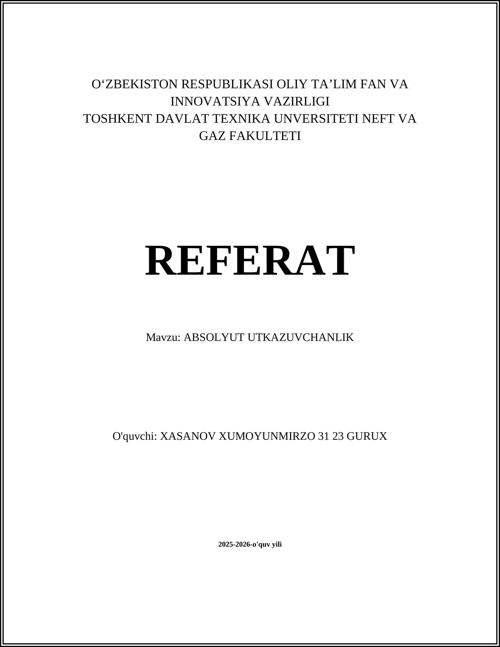 ABSOLYUT UTKAZUVCHANLIK