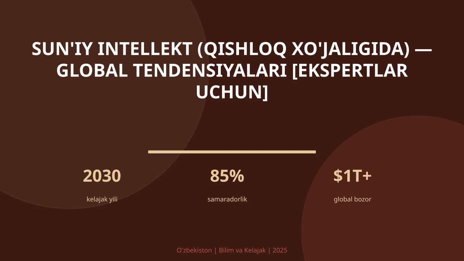 SUN'IY INTELLEKT (QISHLOQ XO'JALIGIDA) — GLOBAL TENDENSIYALARI [EKSPERTLAR UCHUN]