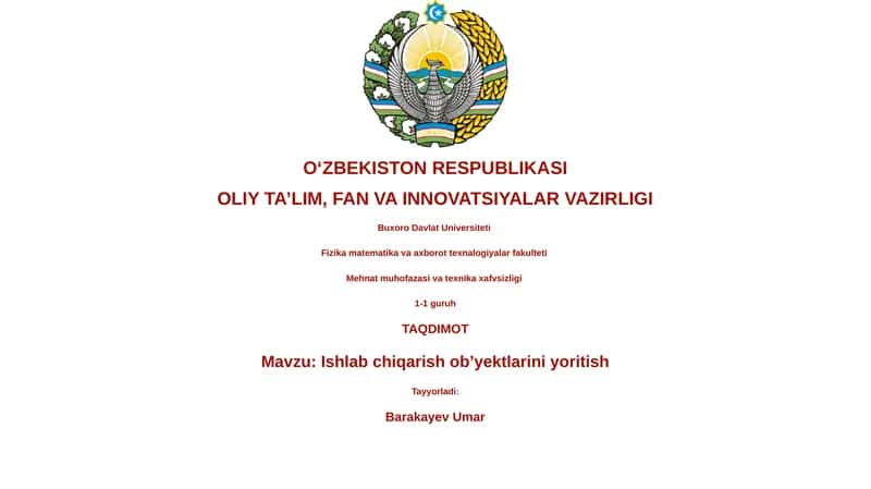 Ishlab chiqarish ob’yektlarini yoritish