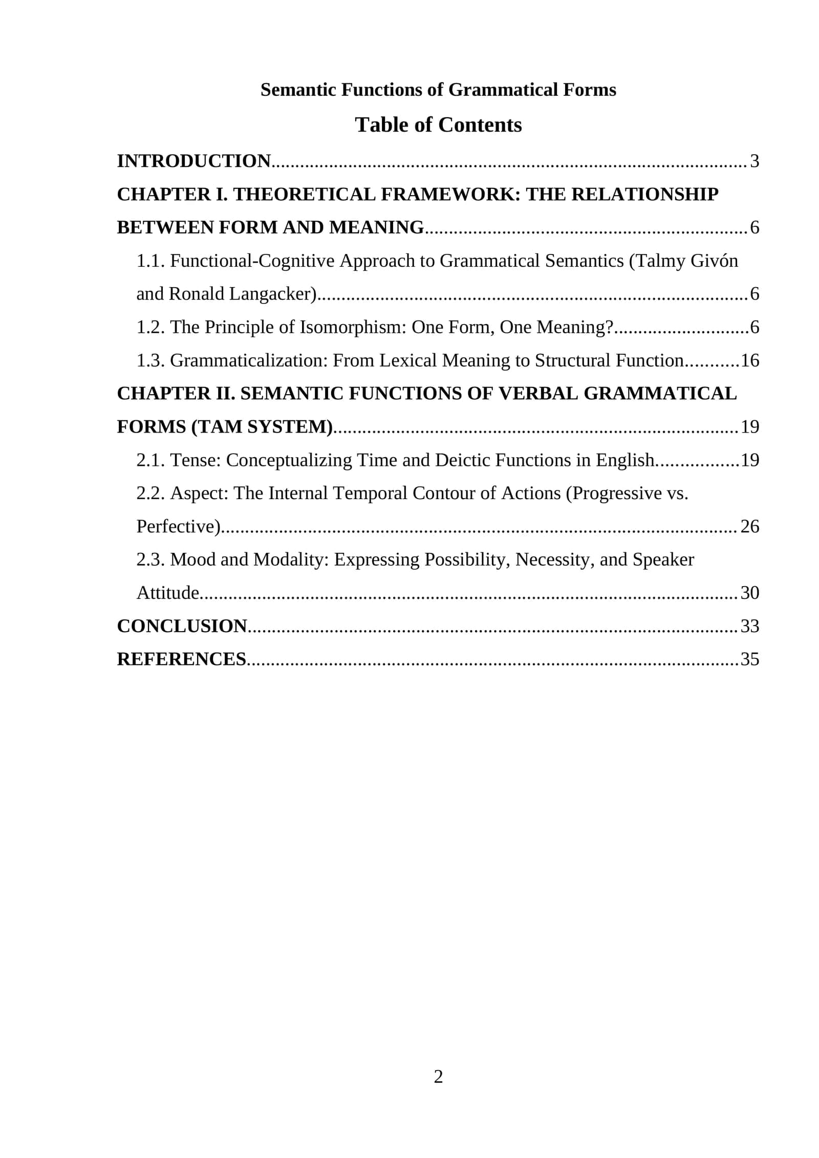 Semantic Functions of Grammatical Forms