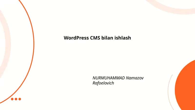 WordPress CMS bilan ishlash
