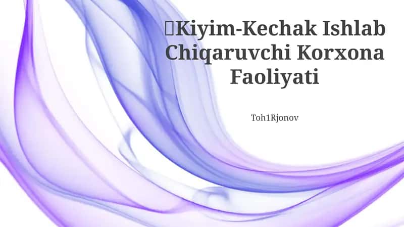 Kiyim-Kechak Ishlab Chiqaruvchi Korxona Faoliyati