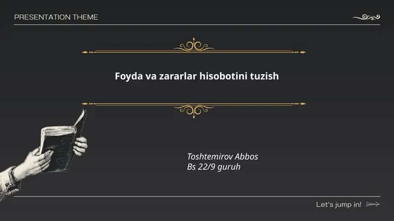 Foyda va zararlar hisobotini tuzish