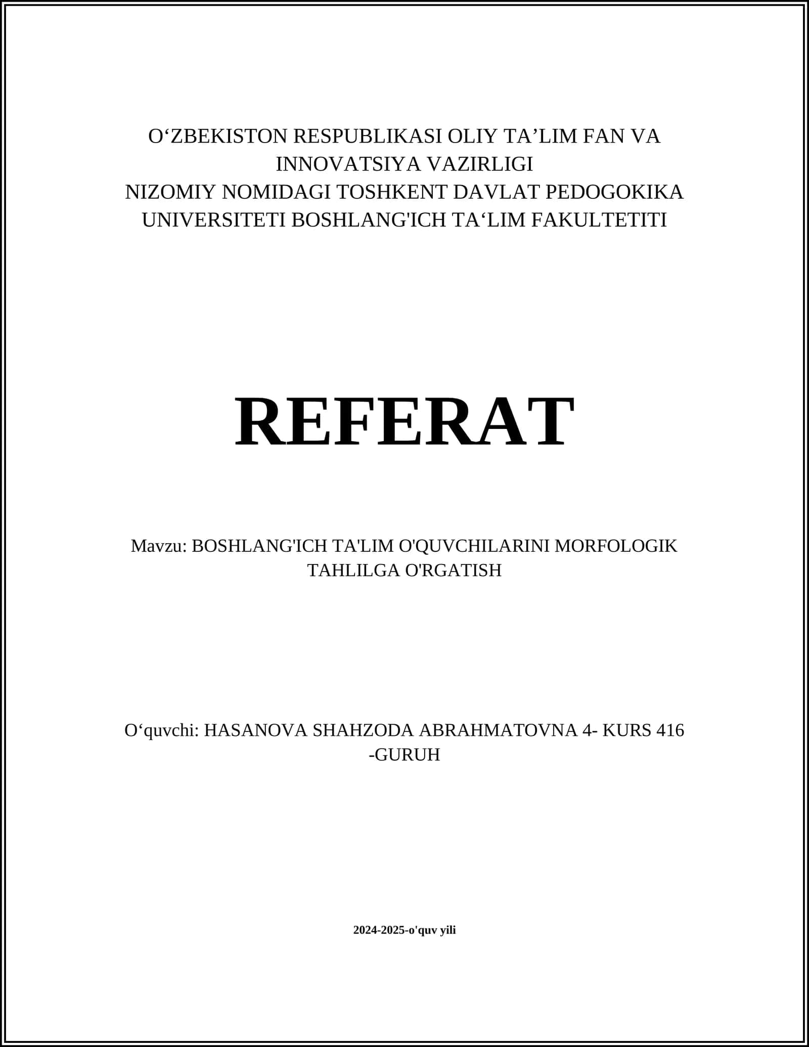 Morfologik tahlilning mohiyati