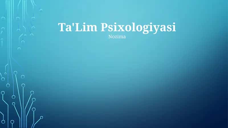 Ta'Lim Psixologiyasi