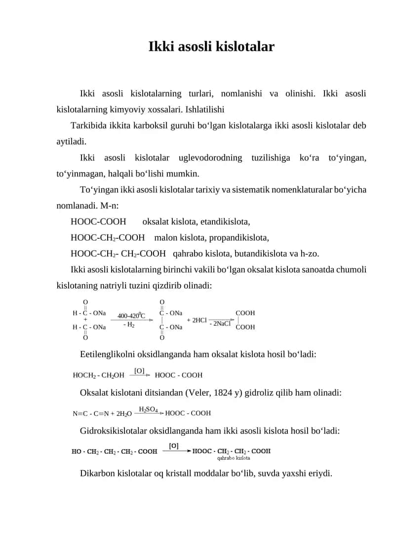 Ikki asosli kislotalar