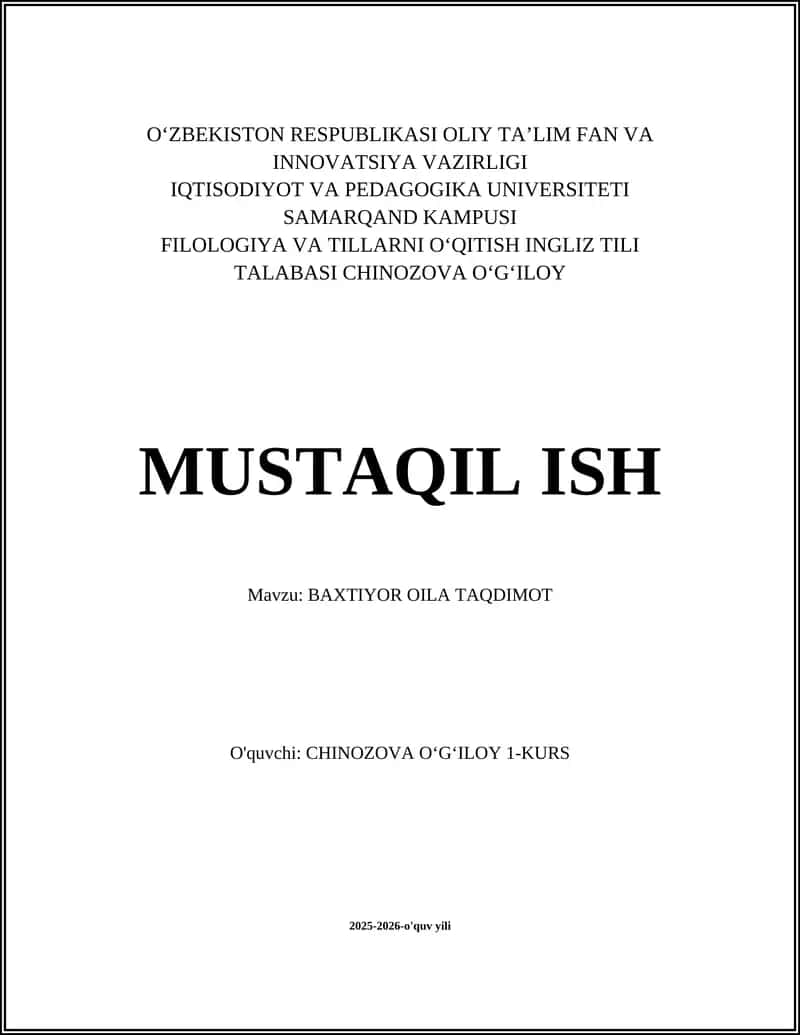 BAXTIYOR OILA TAQDIMOT