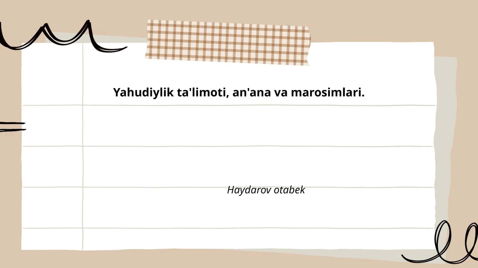 Yahudiylik ta'limoti, an'ana va marosimlari