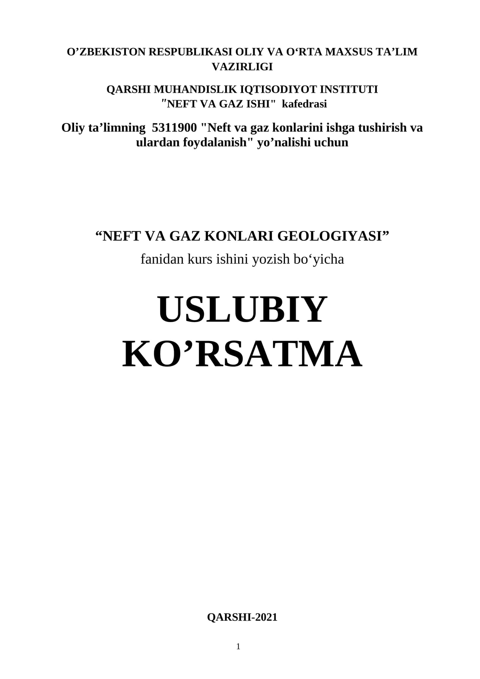 Neft va Gaz Konlari Geologiyasi