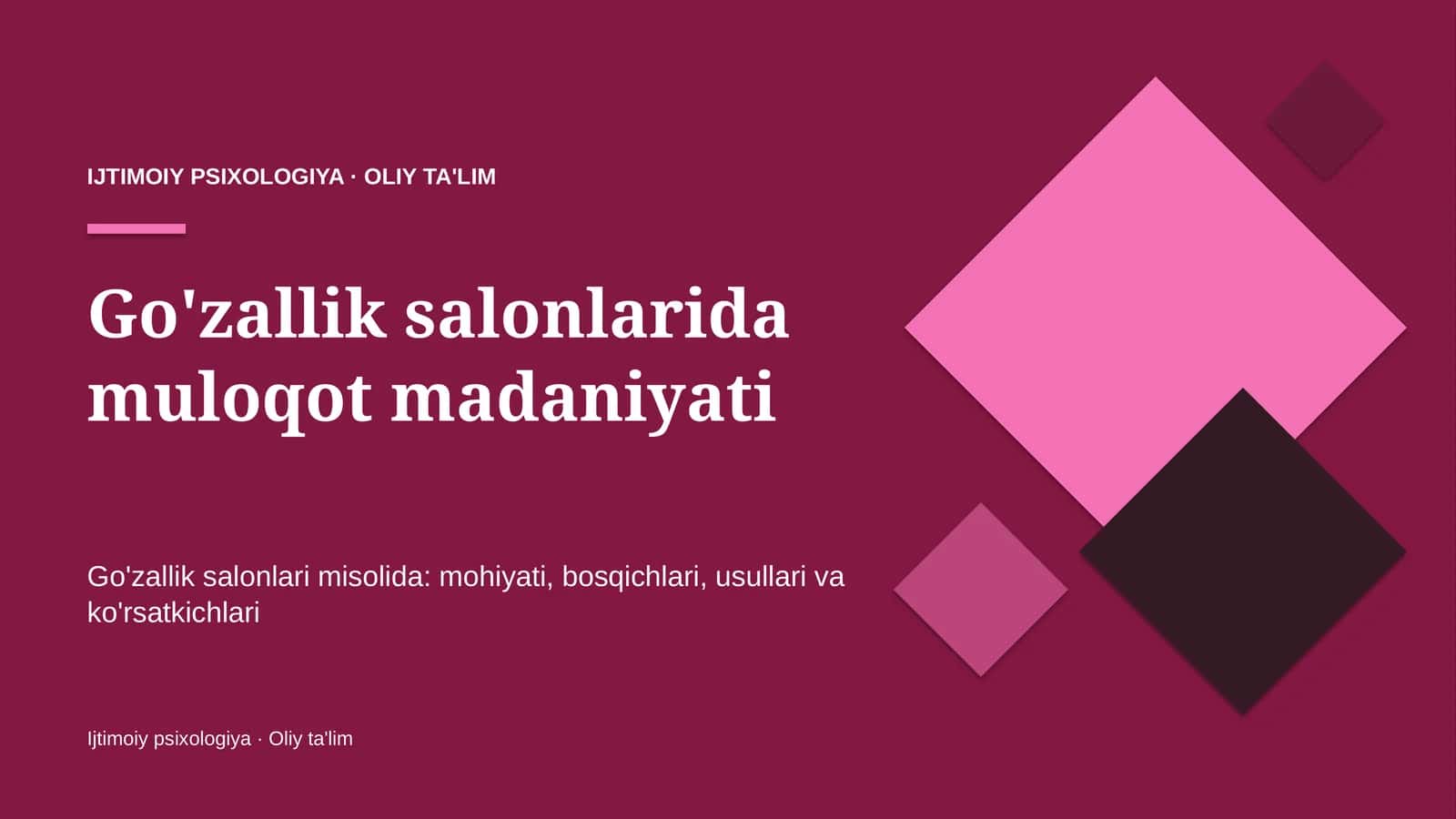 Go'zallik salonlarida muloqot madaniyati