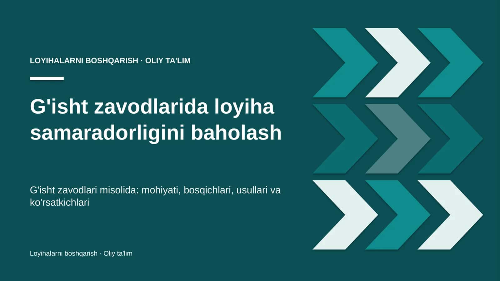G'isht zavodlarida loyiha samaradorligini baholash