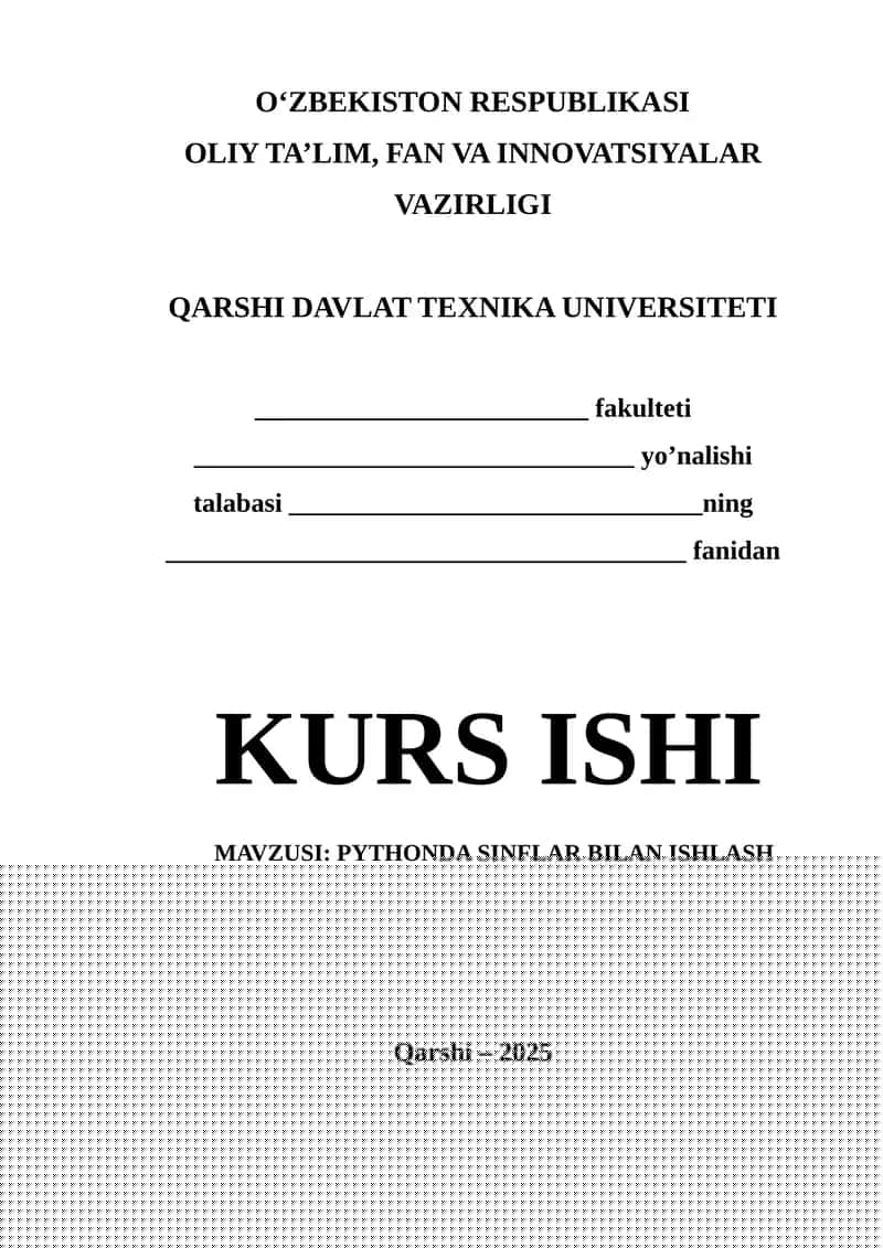 PYTHONDA SINFLAR BILAN ISHLASH