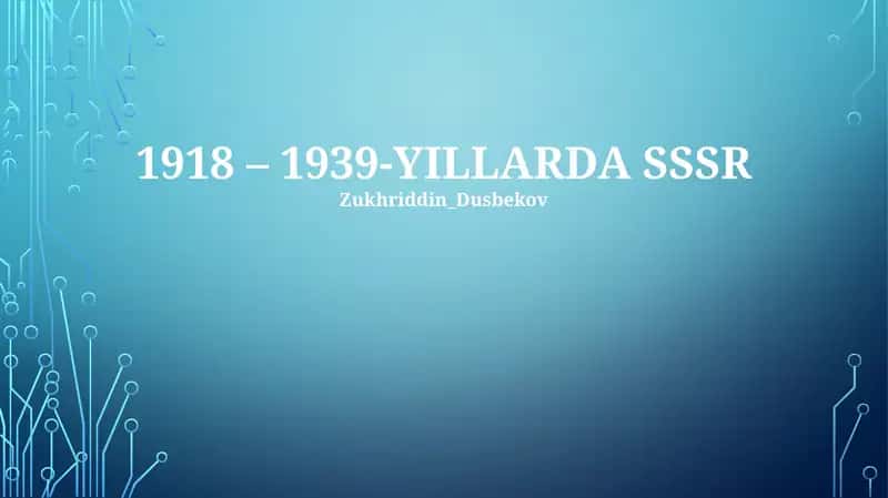 1939-YILLARDA SSSR Tarixi