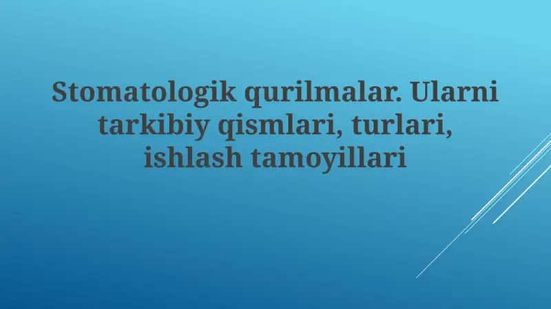 Stomatologik uskunalar