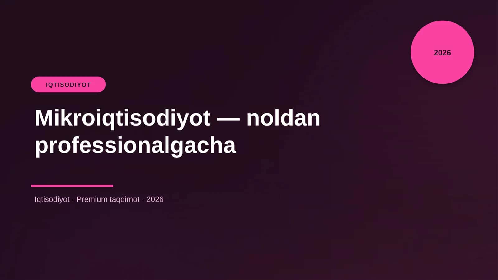Mikroiqtisodiyot — noldan professionalgacha