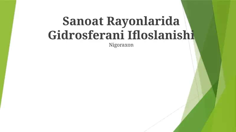 Sanoat Rayonlarida Gidrosferani Ifloslanishi