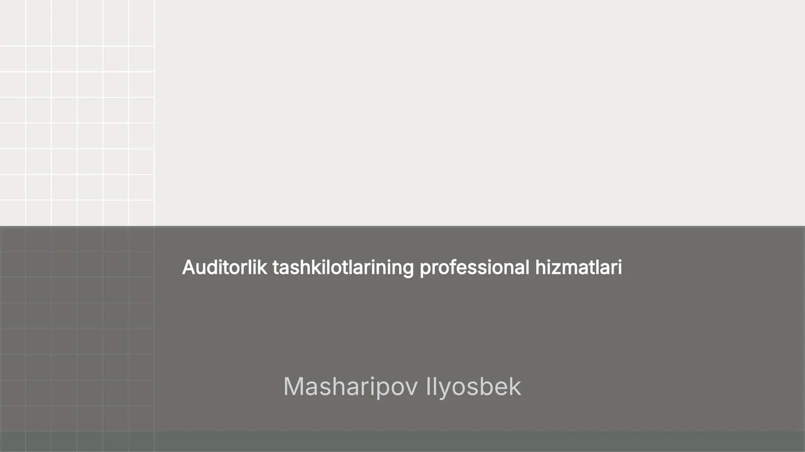 Auditorlik tashkilotlarining professional hizmatlari
