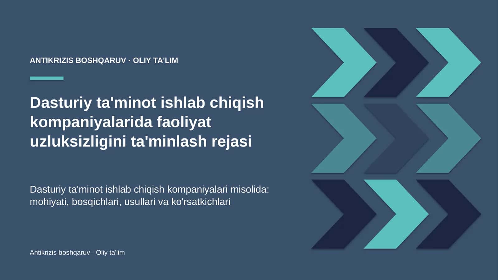 dasturiy ta'minot ishlab chiqish kompaniyalarida faoliyat uzluksizligini ta'minlash rejasi 1201