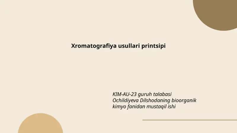 Xromatografiya usullari printsipi