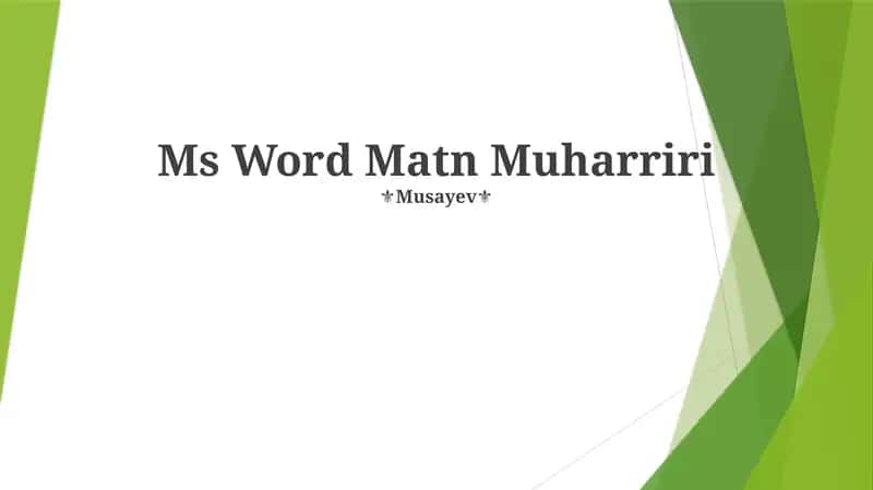 Ms Word Matn Muharriri
