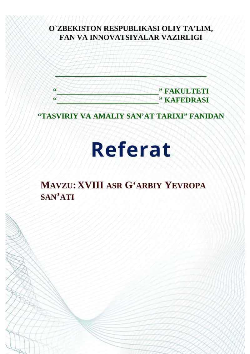 XVIII ASR G‘ARBIY YEVROPA SAN’ATI