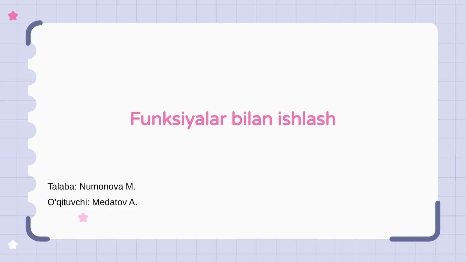 Funksiyalar bilan ishlash