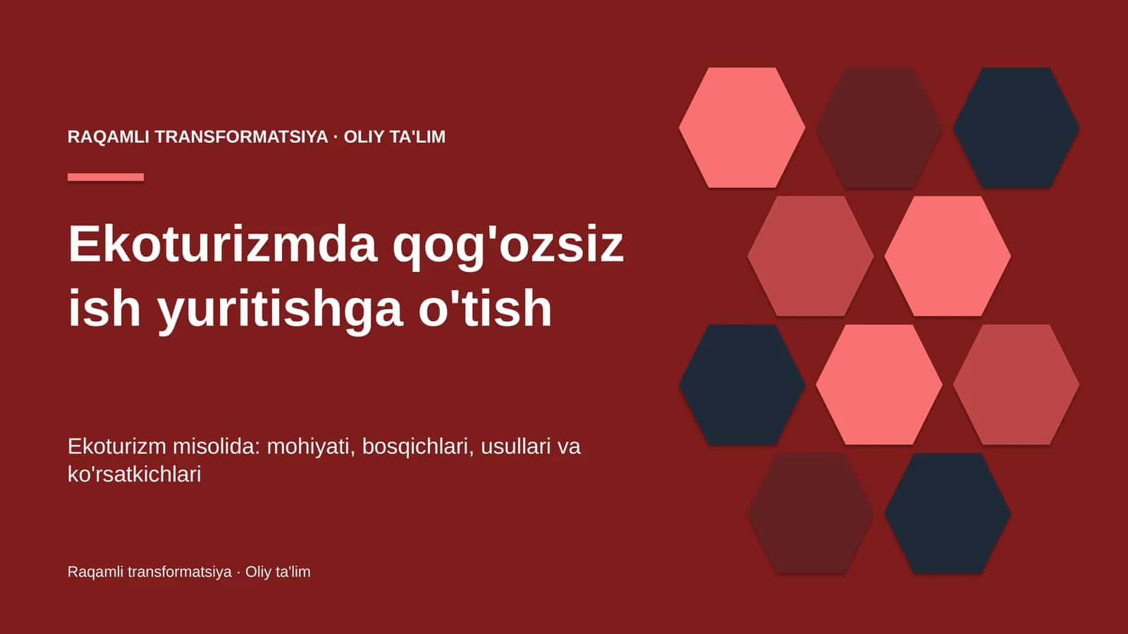 Ekoturizmda qog'ozsiz ish yuritishga o'tish