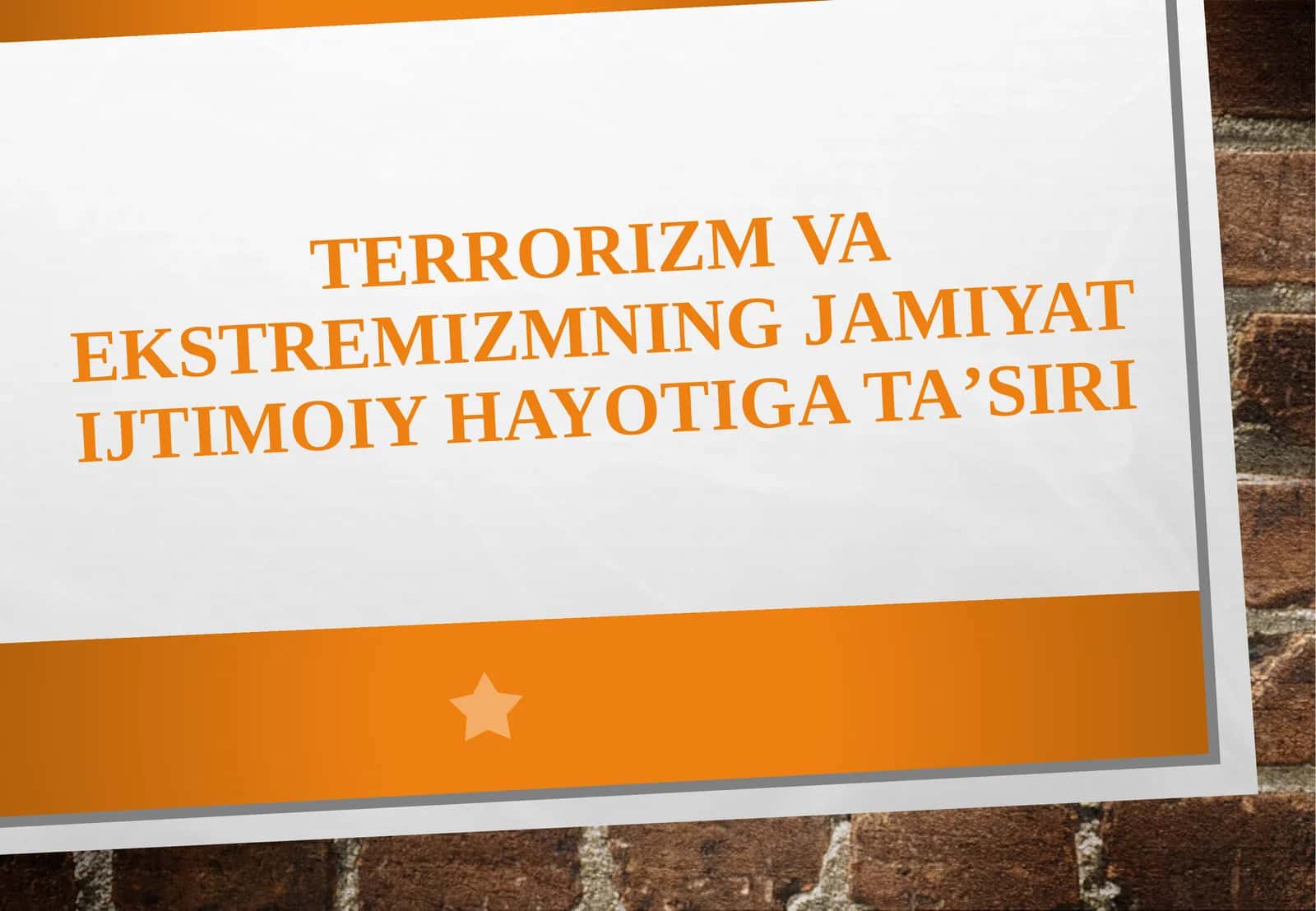 Terrorizm va ekstremizmning jamiyat ijtimoiy hayotiga ta'siri