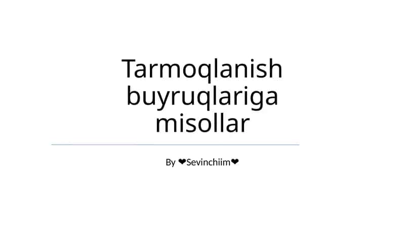 Tarmoqlanish buyruqlariga misollar