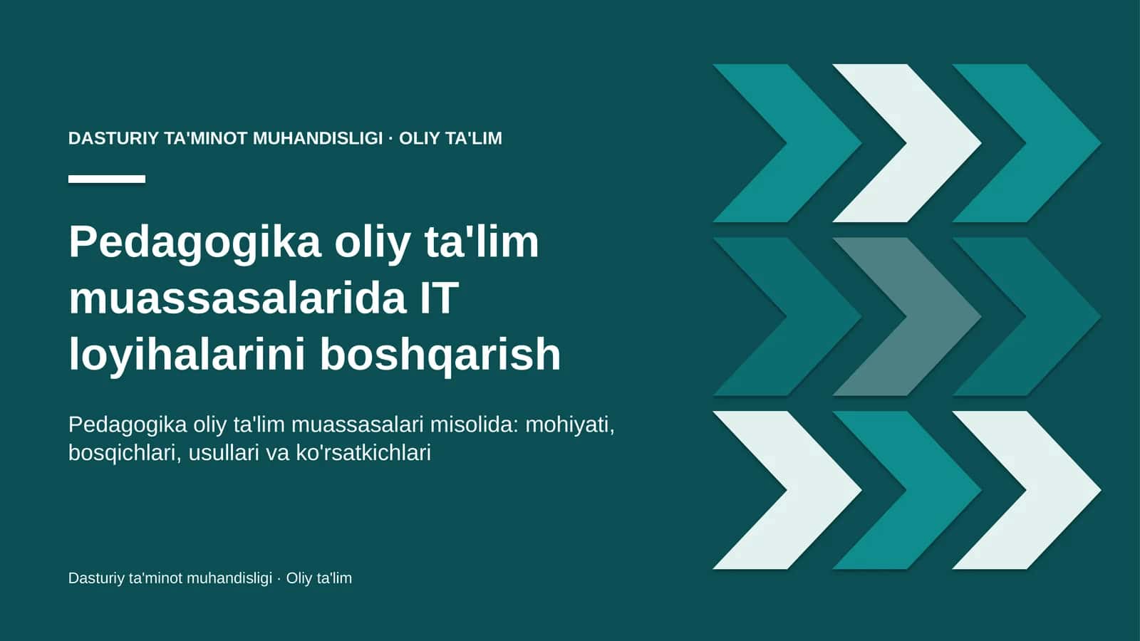 [Pedagogika oliy ta'lim muassasalarida IT loyihalarini boshqarish]