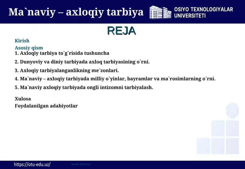 Ma`naviy – axloqiy tarbiya