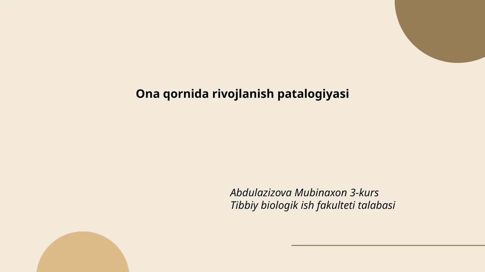 Ona qornida rivojlanish patalogiyasi