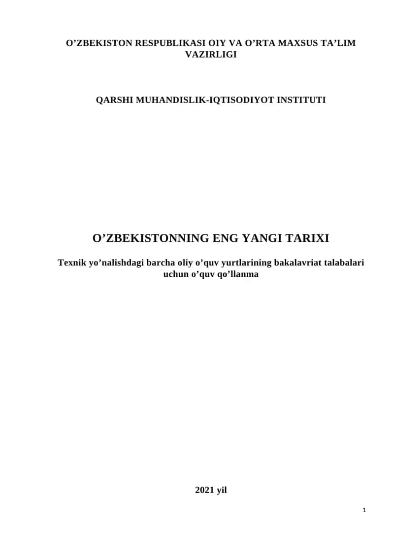 O'zbekistonning eng yangi tarixi