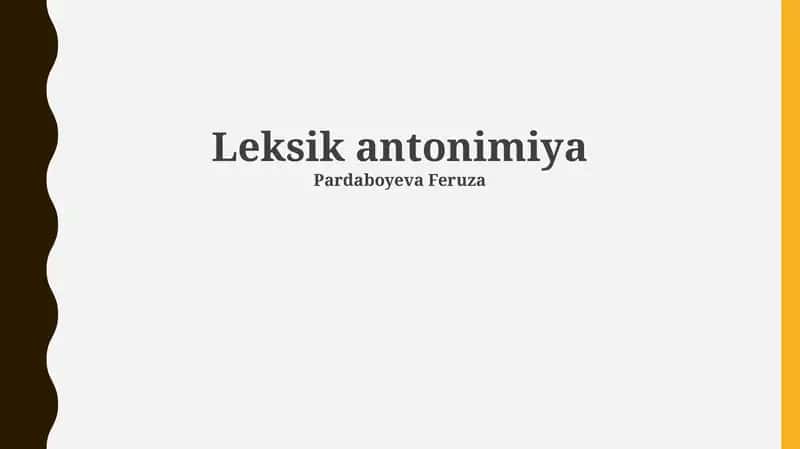 Leksik antonimiya