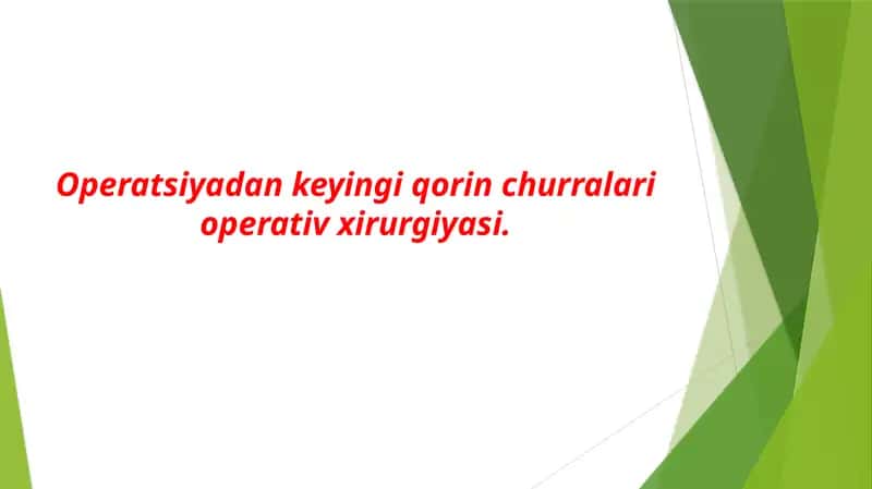 Operatsiyadan keyingi qorin churralari operativ xirurgiyasi