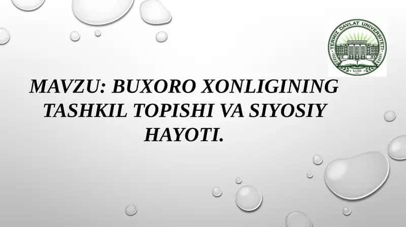 BUXORO XONLIGINING TASHKIL TOPISHI VA SIYOSIY HAYOTI