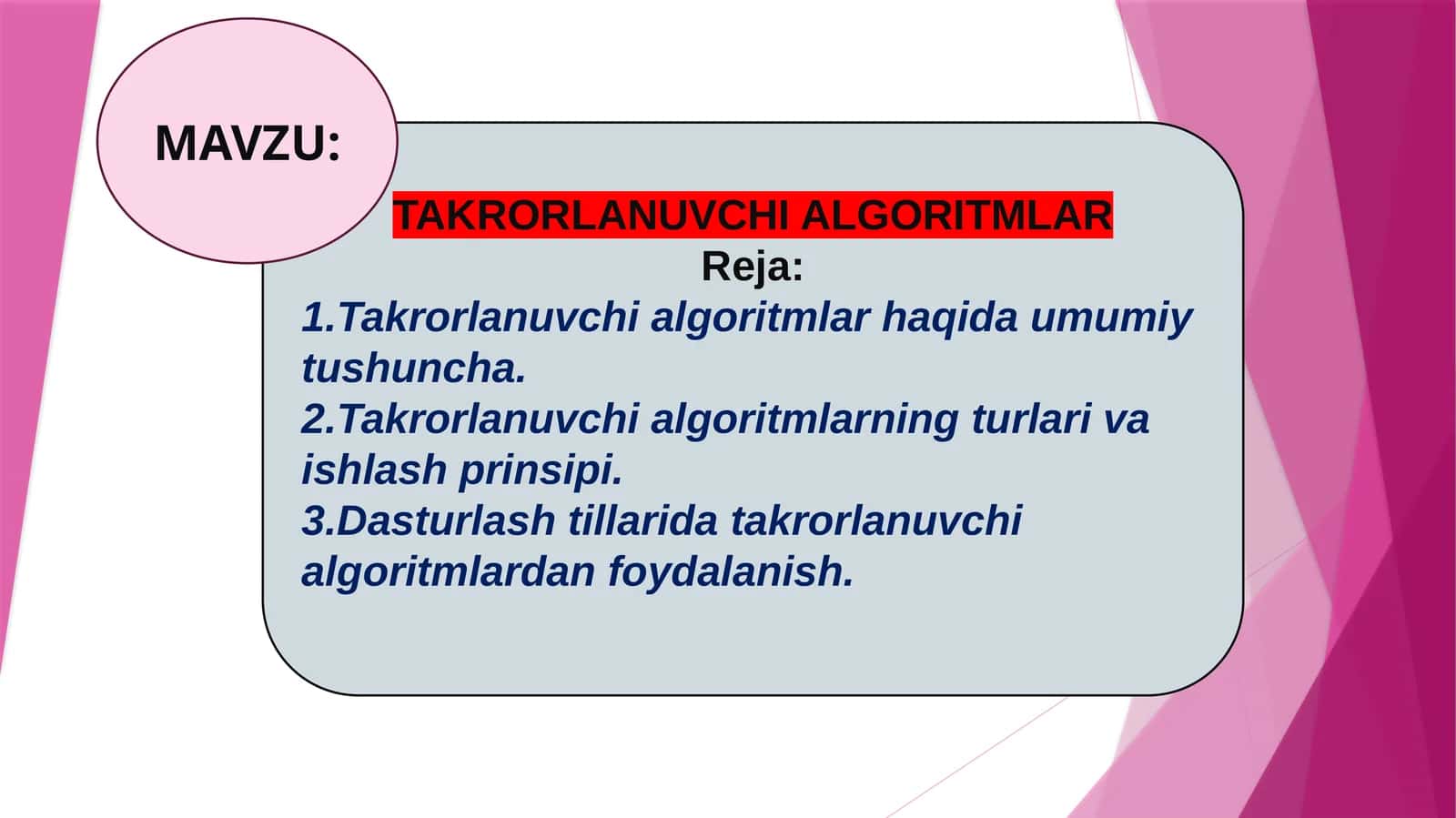 Takrorlanuvchi algoritmlar