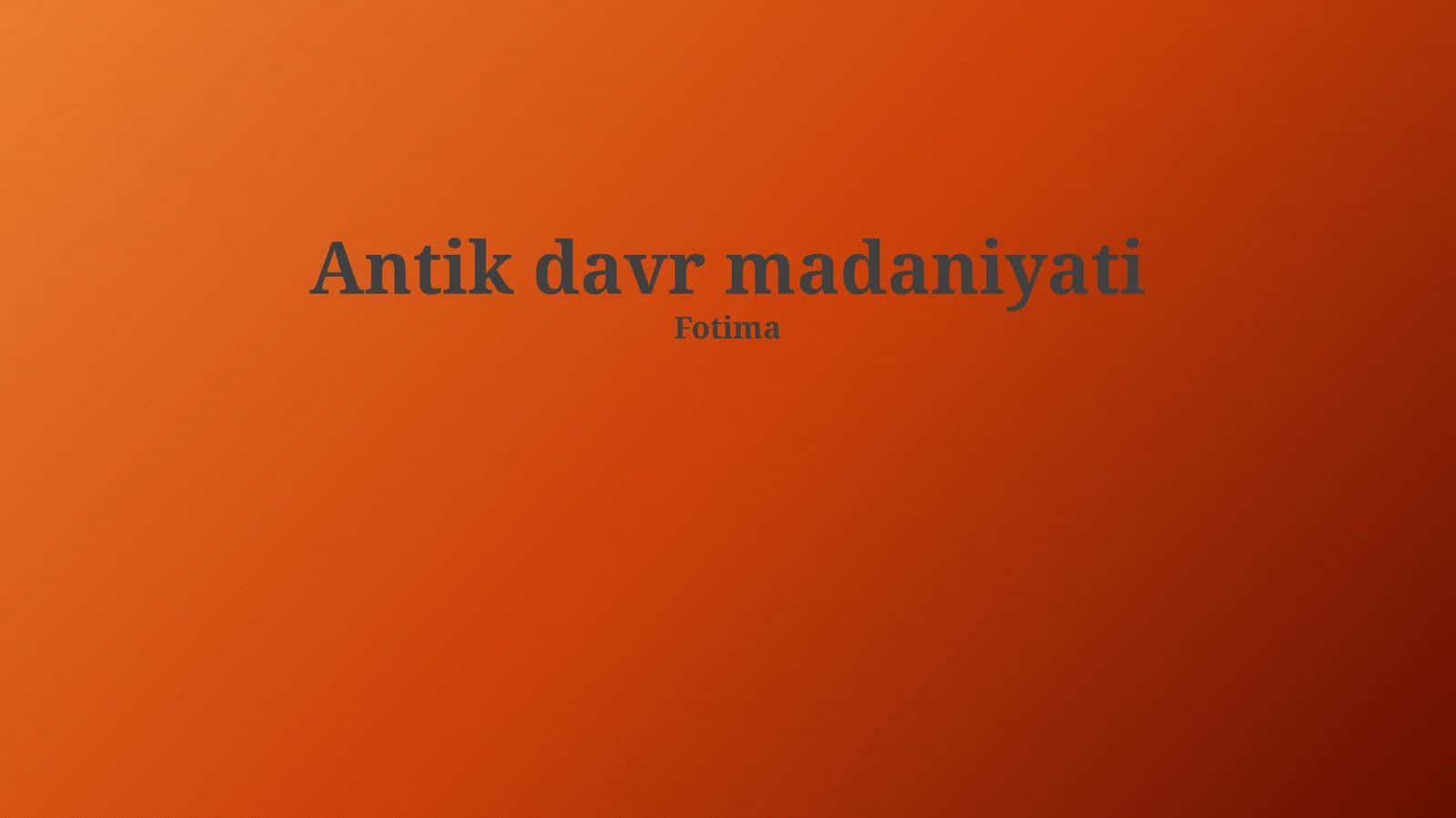 Antik davr madaniyati